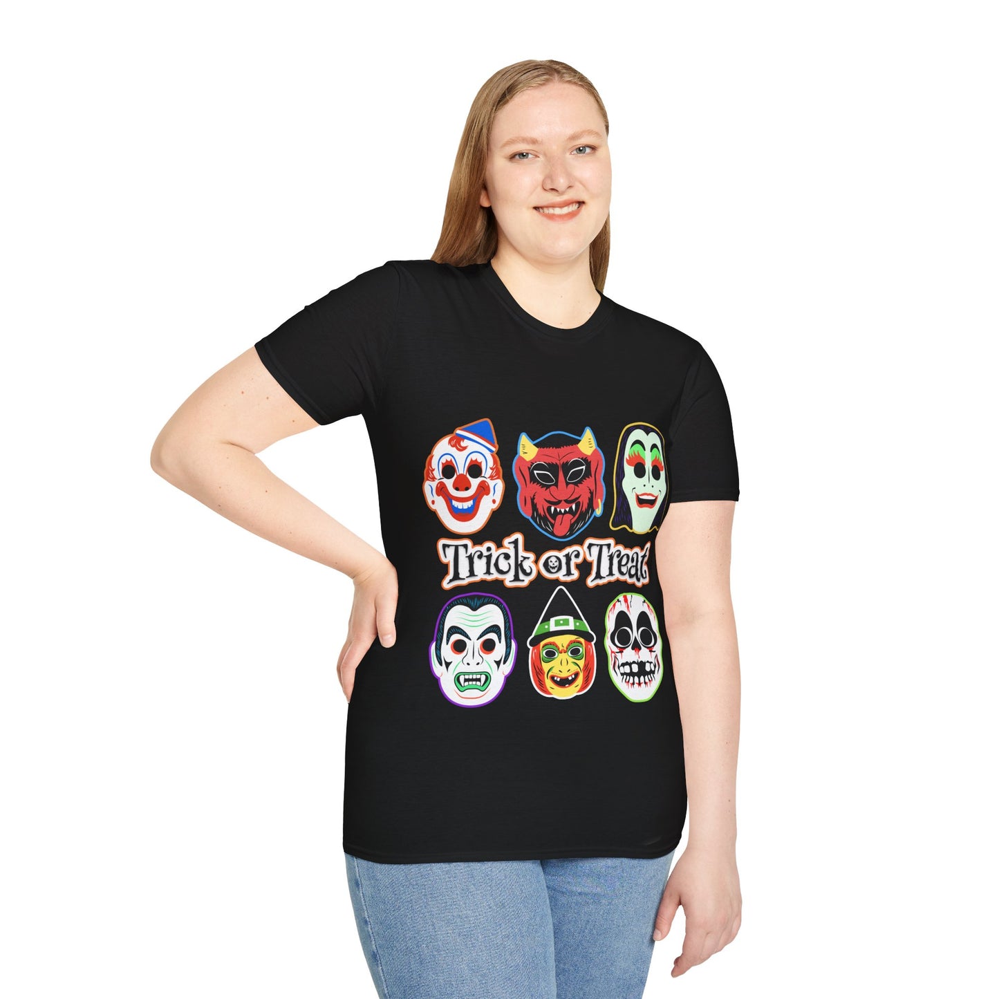 Trick or Treat Masks Unisex Softstyle T-Shirt