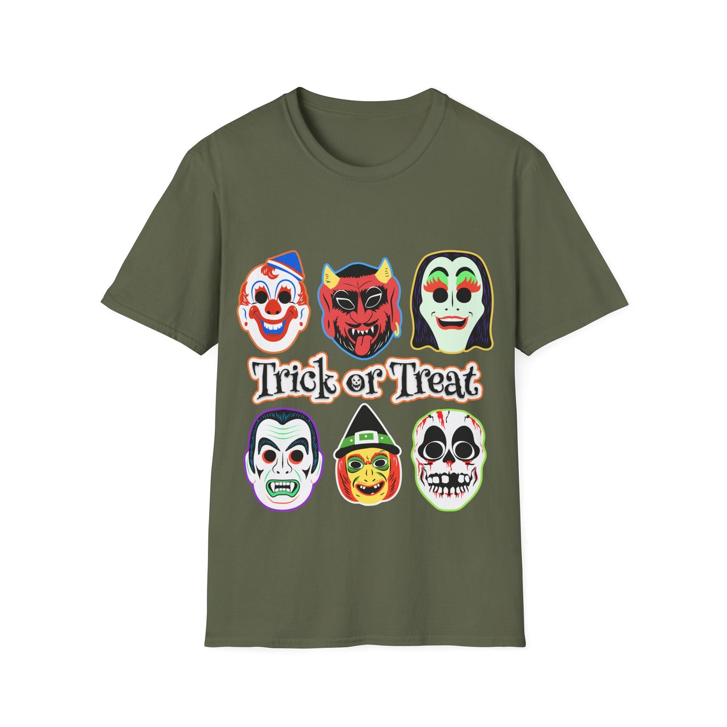 Trick or Treat Masks Unisex Softstyle T-Shirt