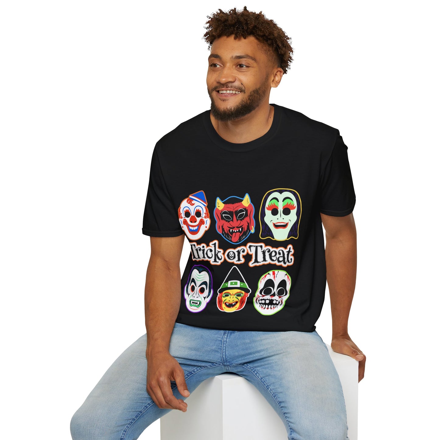Trick or Treat Masks Unisex Softstyle T-Shirt