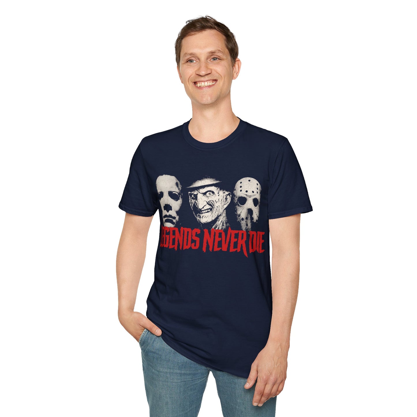 Horror Icons Legends NEVER Die Unisex Softstyle T-Shirt