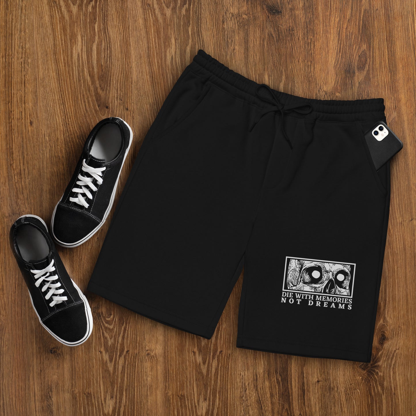 Die with Memories Not with Dreams Men's fleece shorts