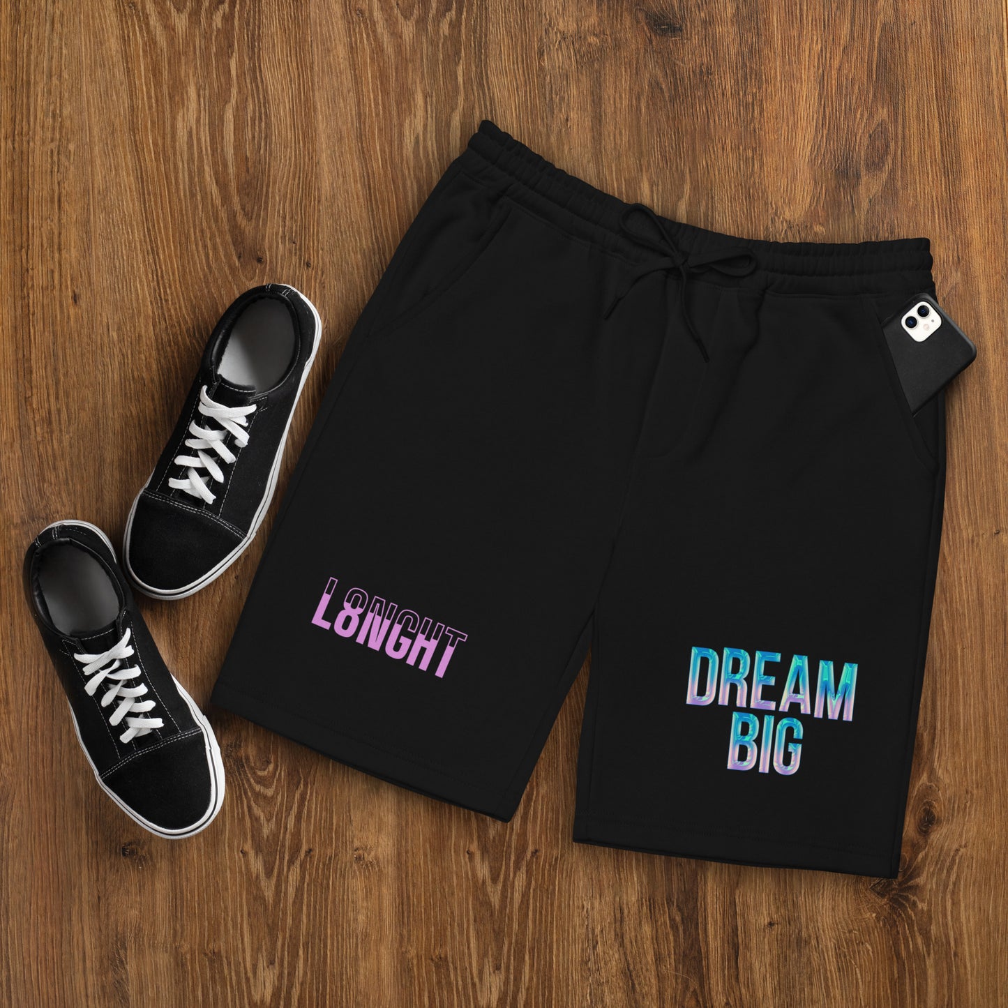 DREAM BIG hologram Men's fleece shorts