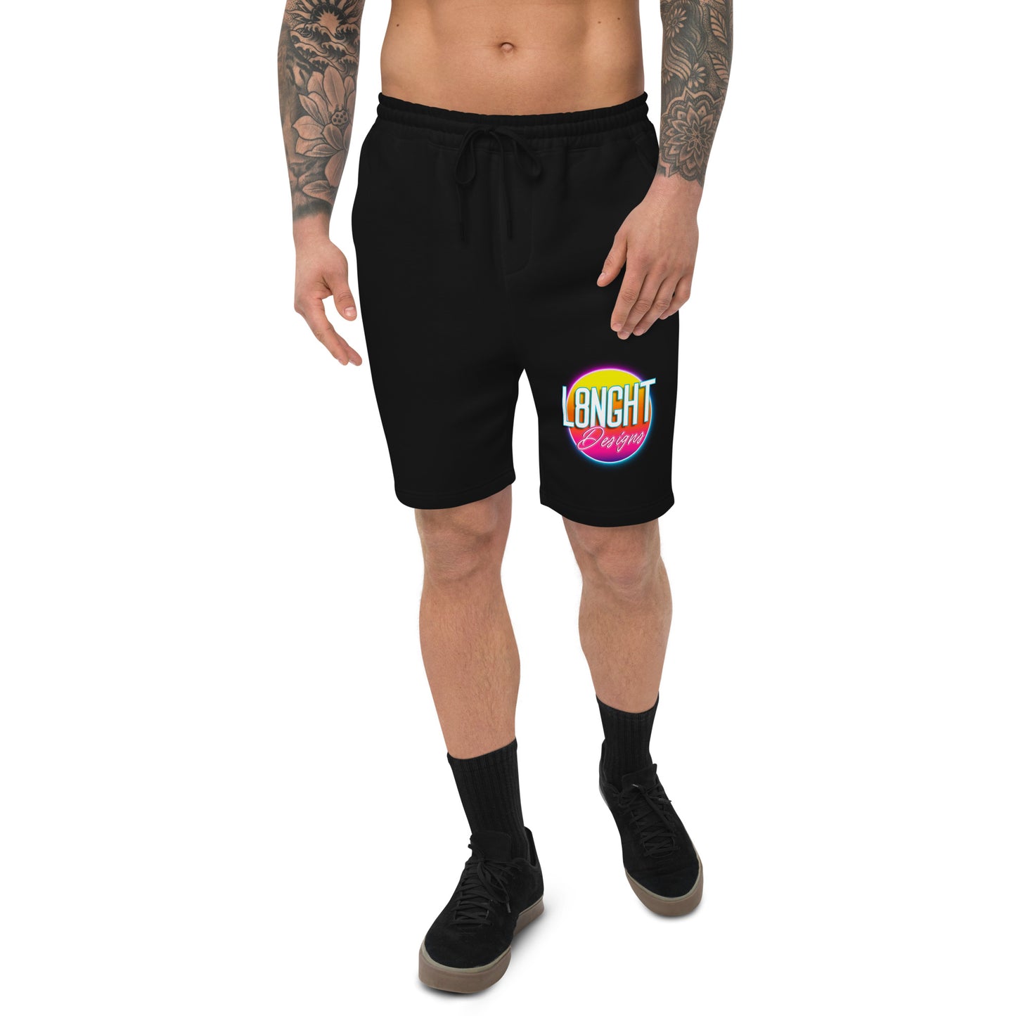 L8NGHT 3D neon logo Men's fleece shorts