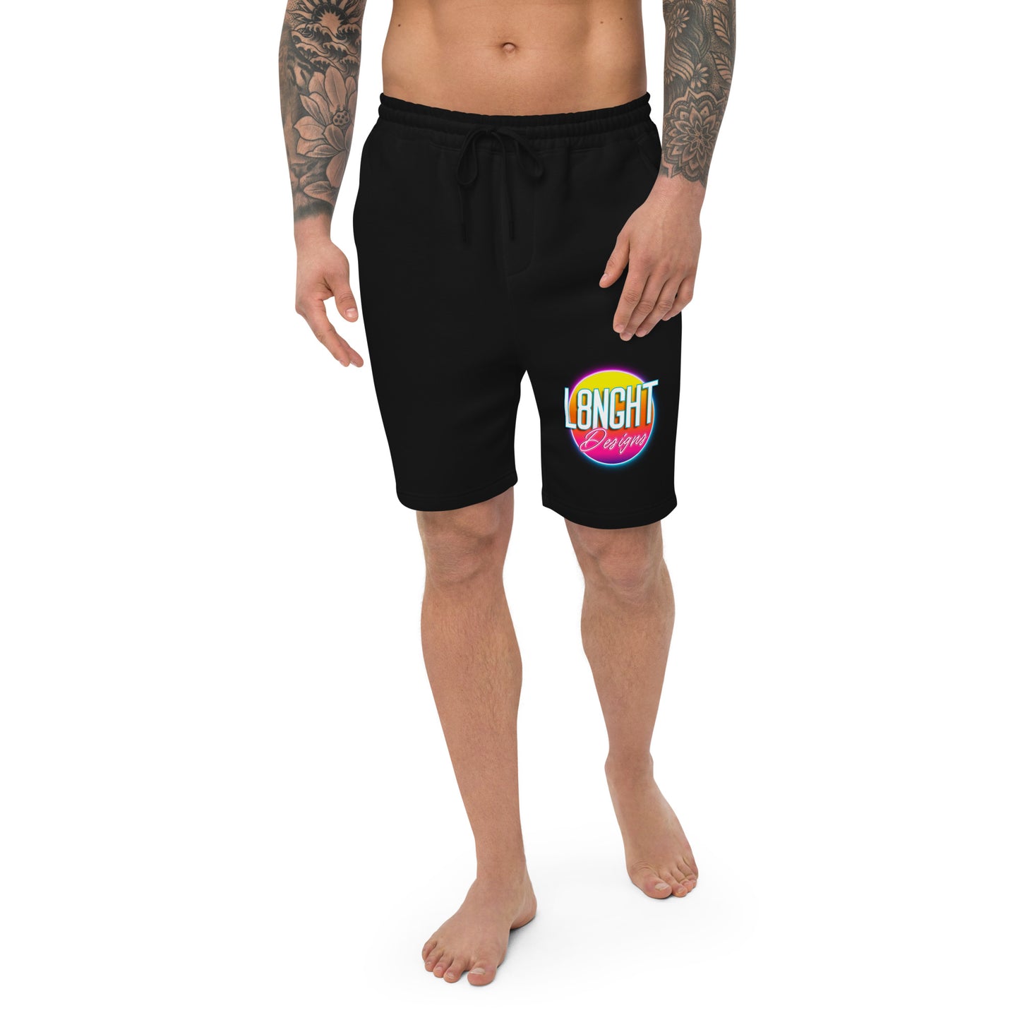L8NGHT 3D neon logo Men's fleece shorts