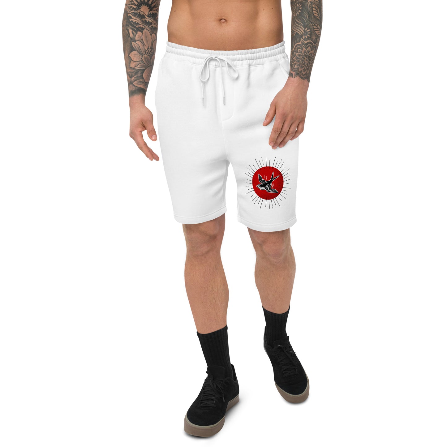 Red Sun Sparrow Men's fleece shorts