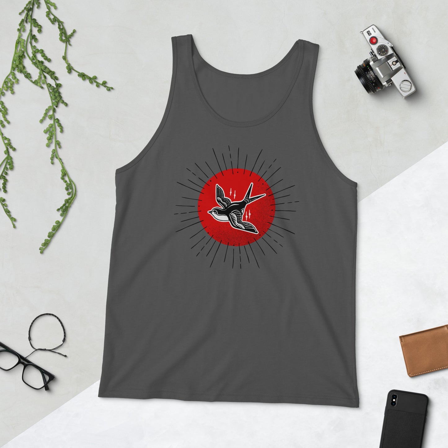Red Sun Sparrow Unisex Tank Top
