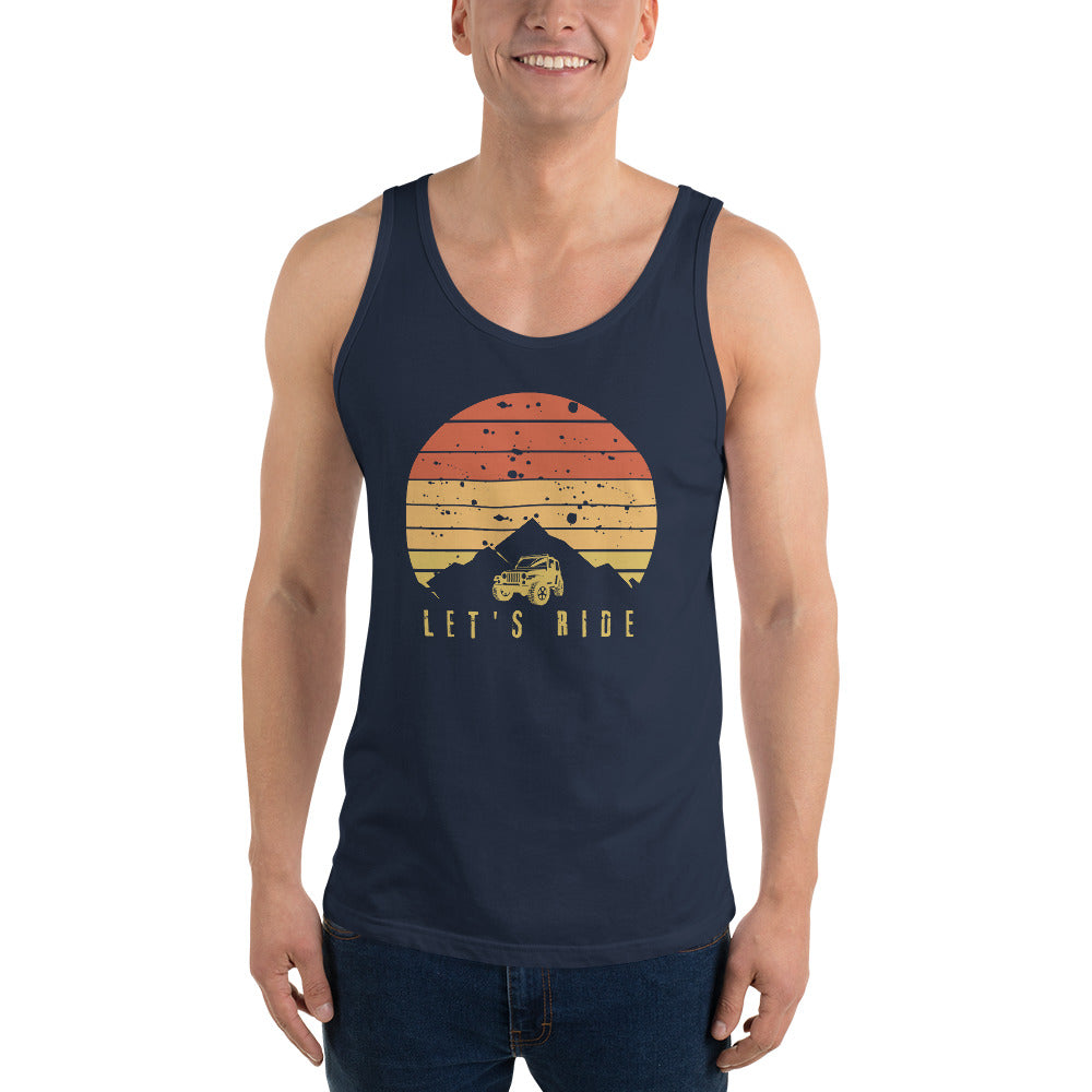 Let's Ride Off Road Retro Sun Unisex Tank Top