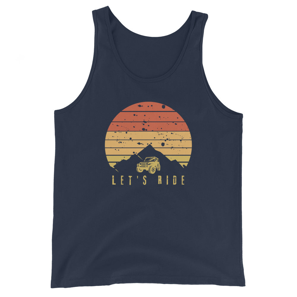 Let's Ride Off Road Retro Sun Unisex Tank Top
