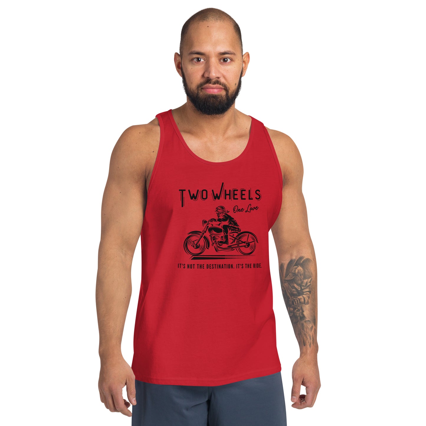 Two Wheels - One Love Biker Unisex Tank Top