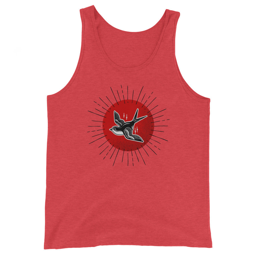 Red Sun Sparrow Unisex Tank Top