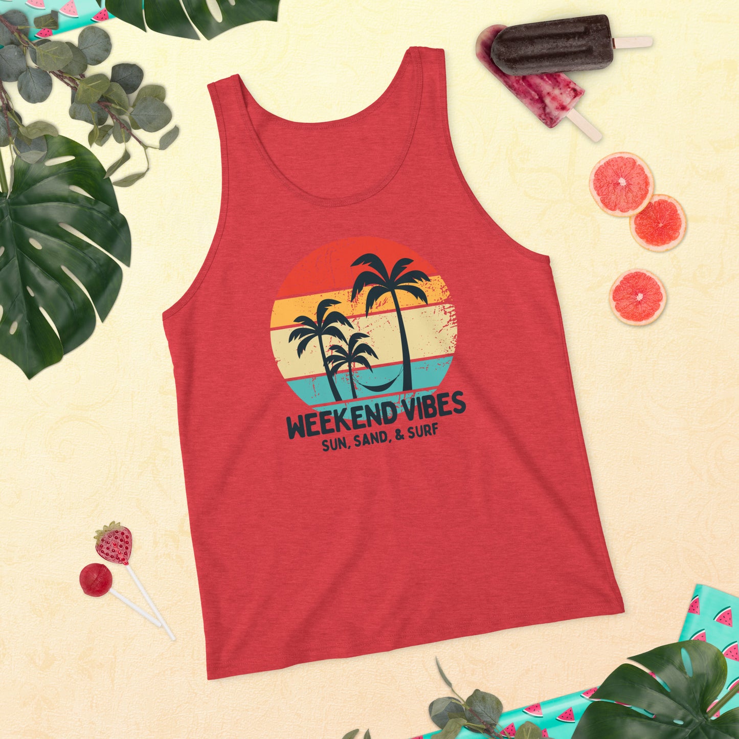 Weekend Vibes Sun Sand & Surf Unisex Tank Top