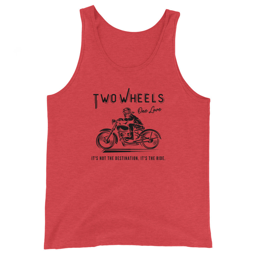 Two Wheels - One Love Biker Unisex Tank Top