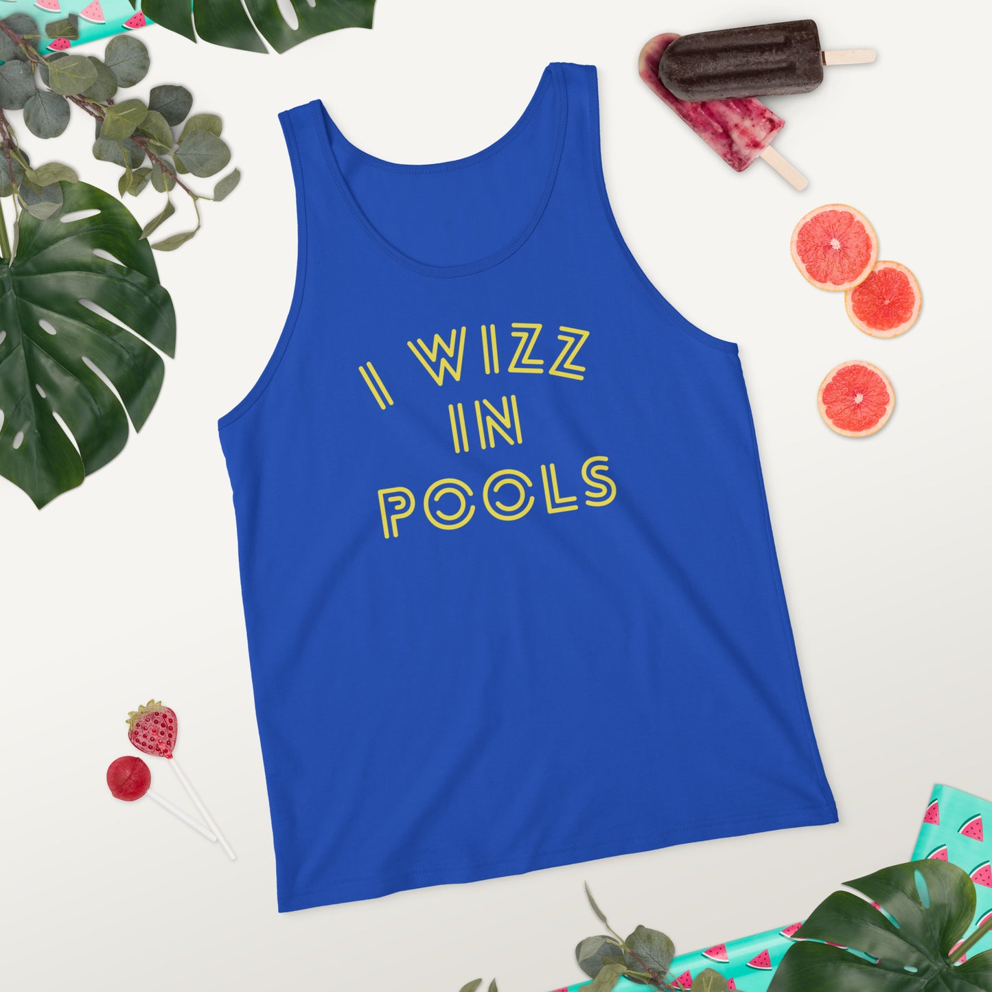 I WIZZ IN POOLS funny Unisex Tank Top