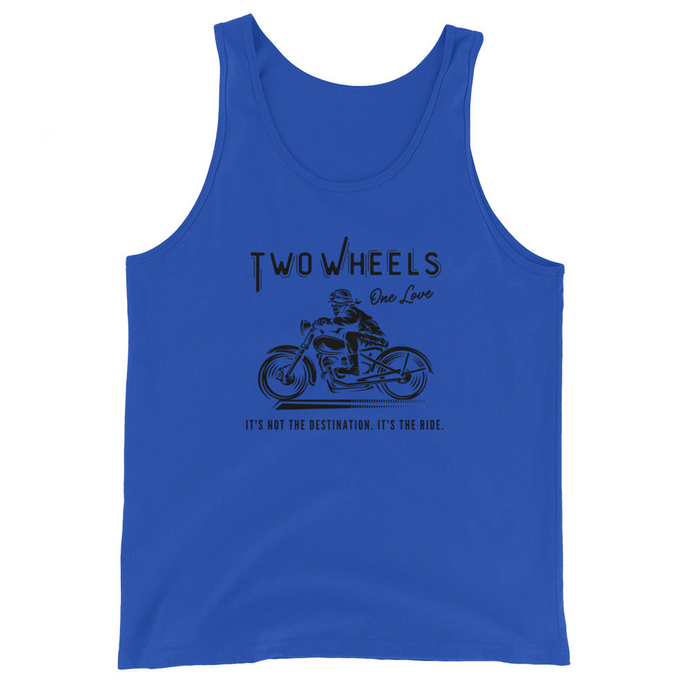 Two Wheels - One Love Biker Unisex Tank Top