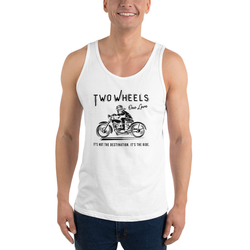 Two Wheels - One Love Biker Unisex Tank Top