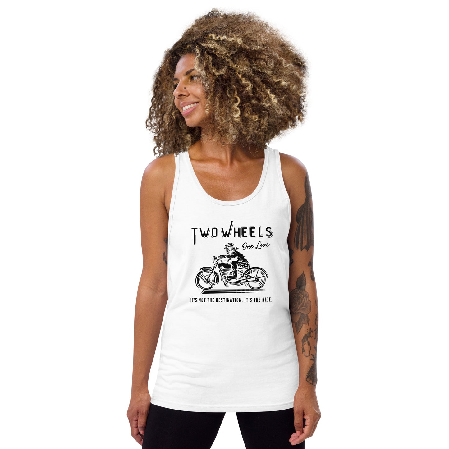 Two Wheels - One Love Biker Unisex Tank Top