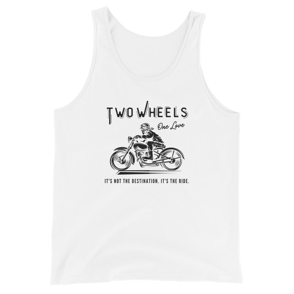 Two Wheels - One Love Biker Unisex Tank Top