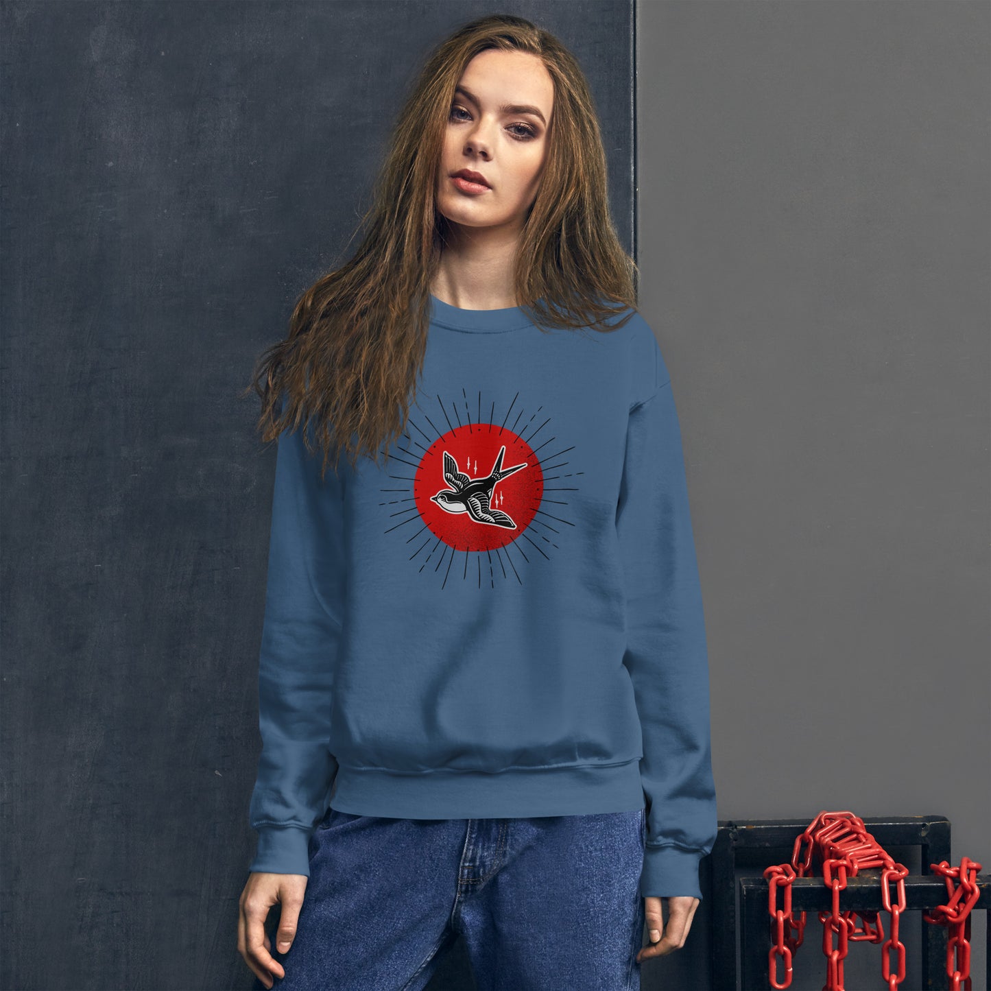 Red Sun Sparrow Unisex Sweatshirt