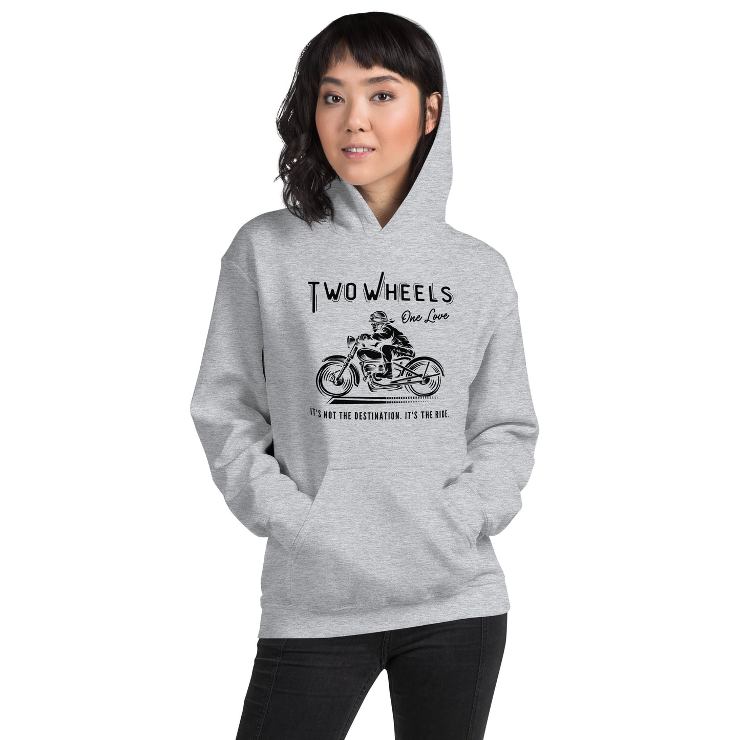 Two Wheels - One Love Biker Unisex Hoodie
