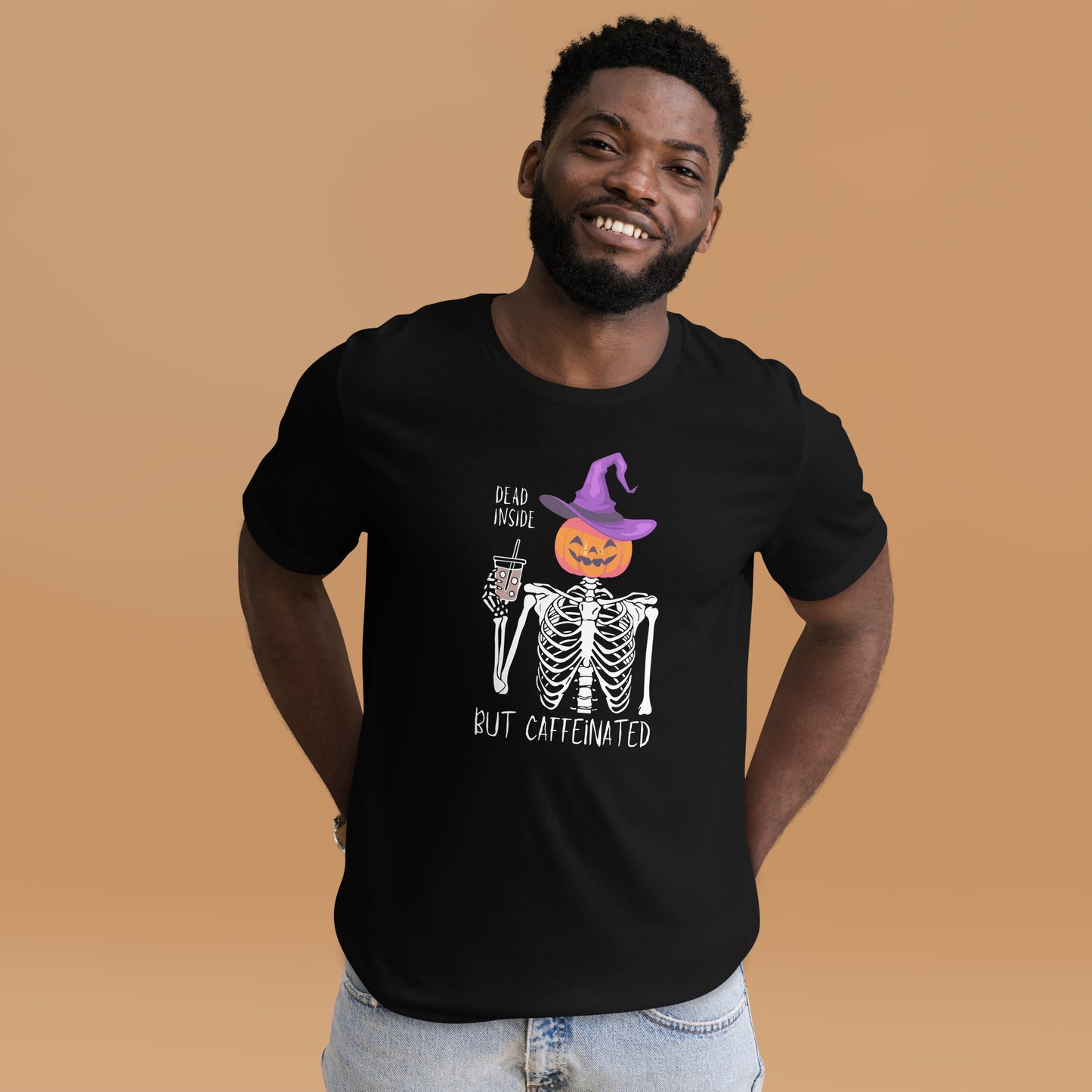 Dead Inside but Caffeinated Pumpkin Unisex t-shirt
