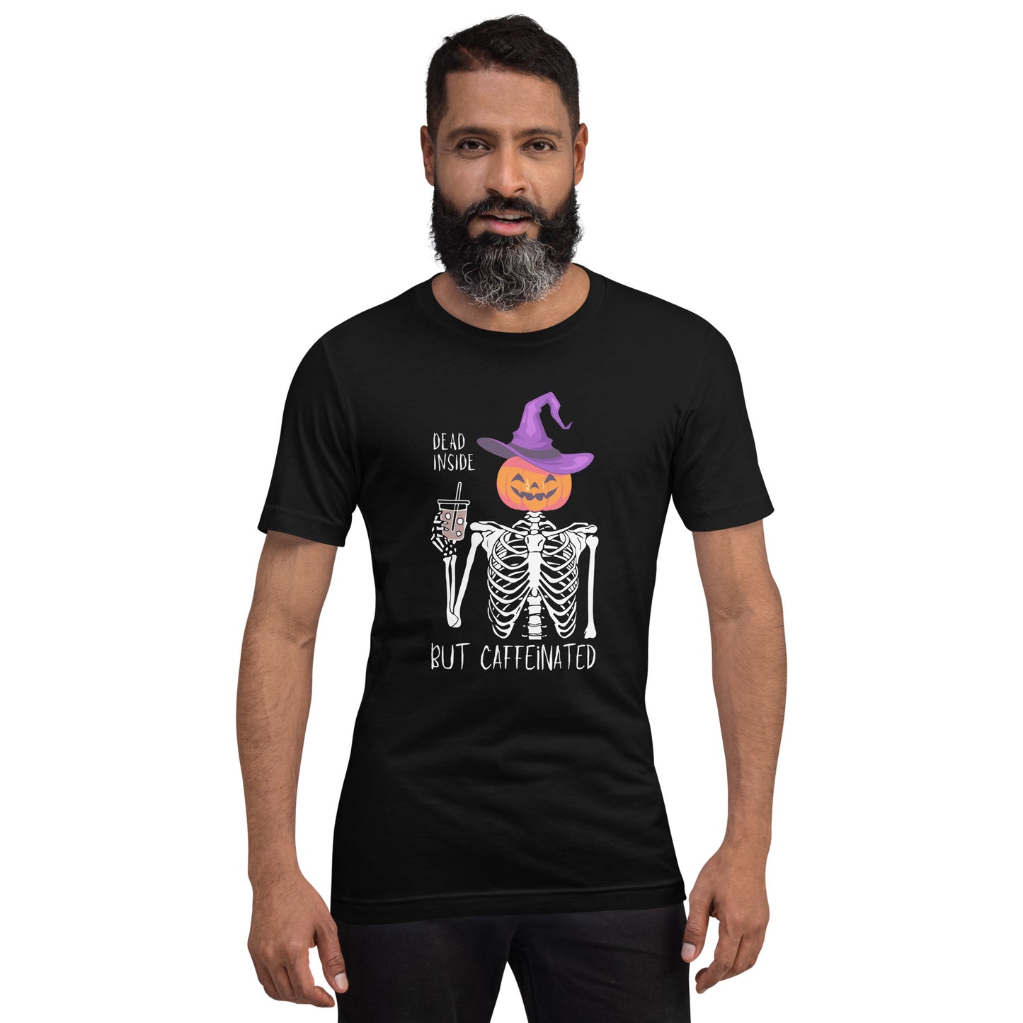 Dead Inside but Caffeinated Pumpkin Unisex t-shirt