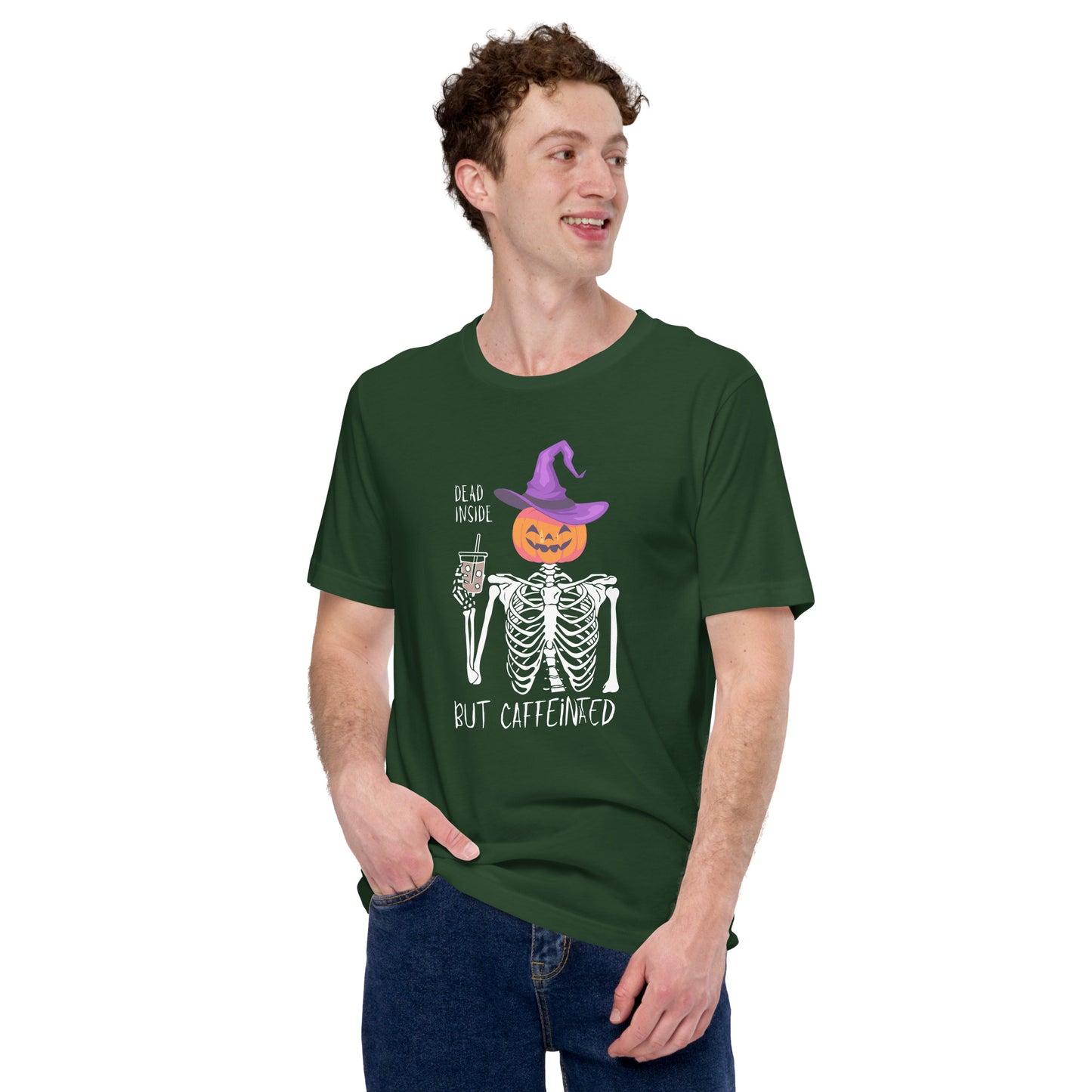 Dead Inside but Caffeinated Pumpkin Unisex t-shirt