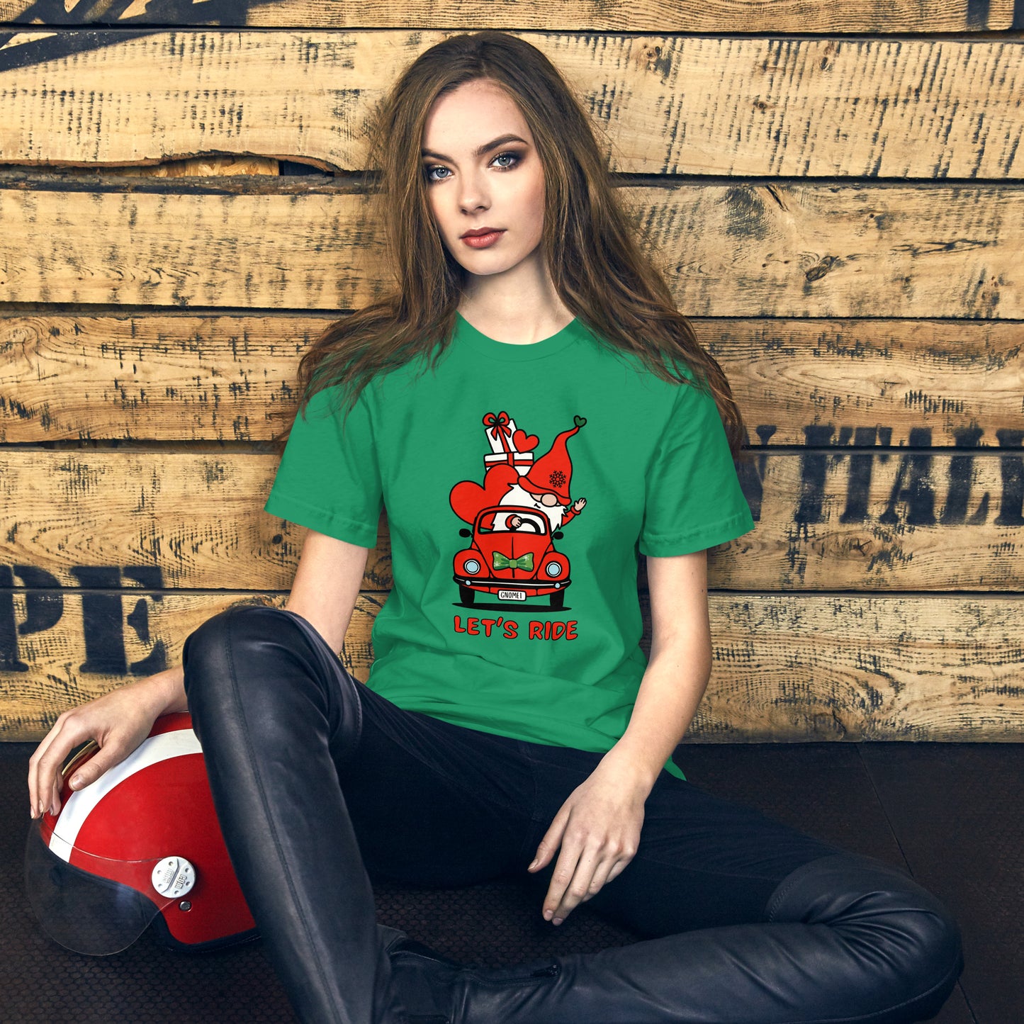 Christmas Gnome Let's Ride! Unisex t-shirt
