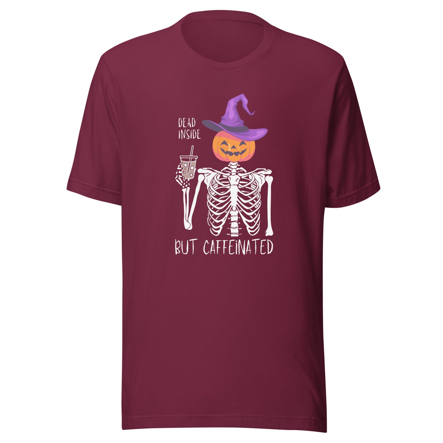Dead Inside but Caffeinated Pumpkin Unisex t-shirt
