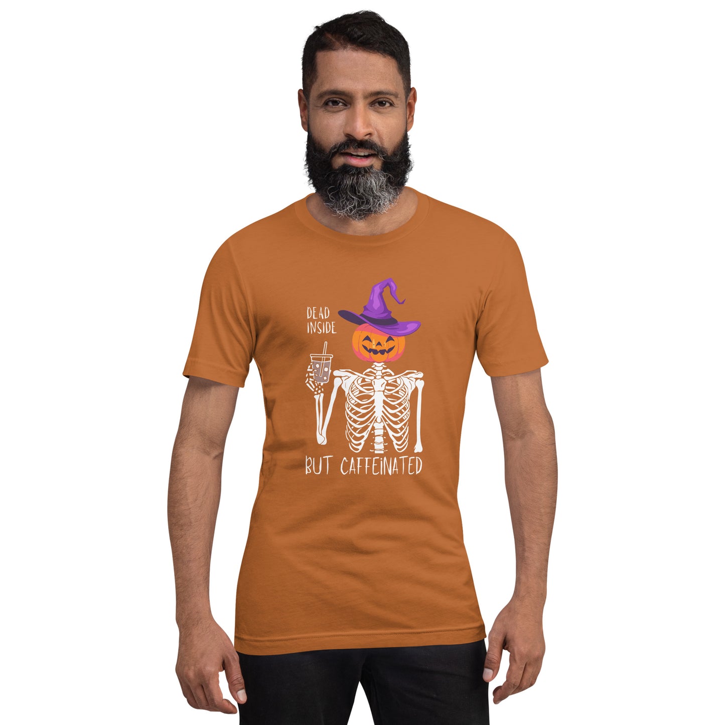 Dead Inside but Caffeinated Pumpkin Unisex t-shirt