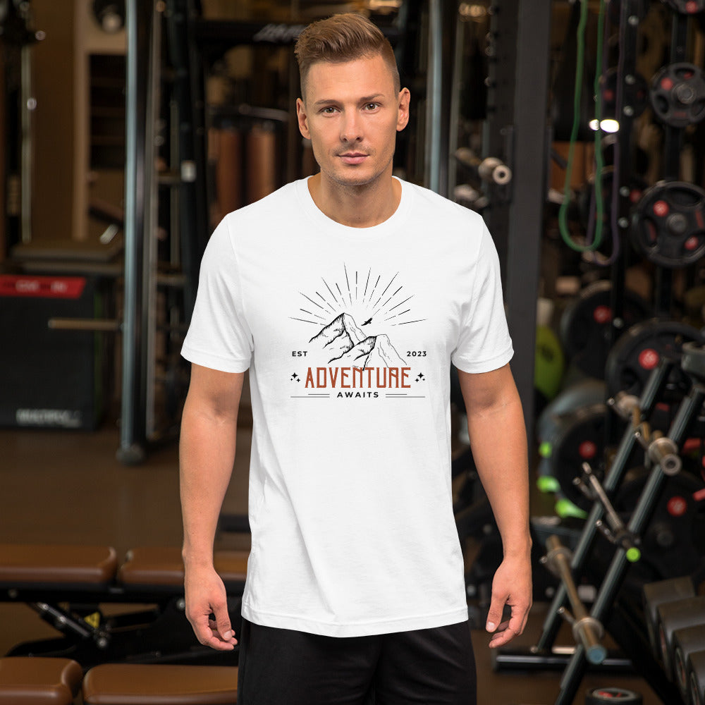 Adventure Awaits Mountain Peaks Unisex t-shirt