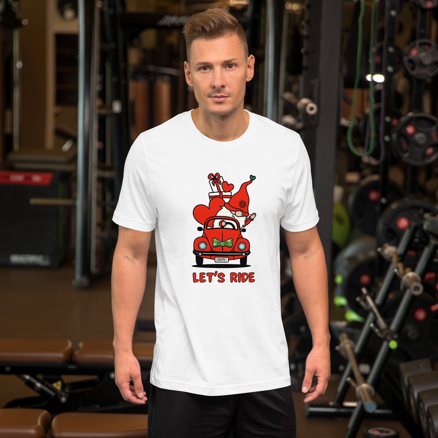 Christmas Gnome Let's Ride! Unisex t-shirt