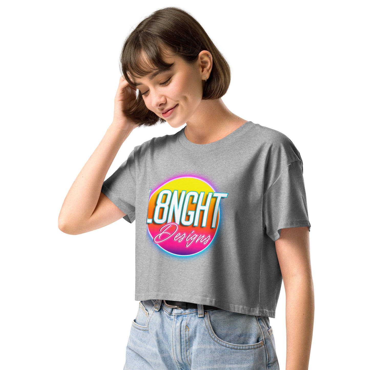 L8NGHT 3D neon logo Women’s crop top