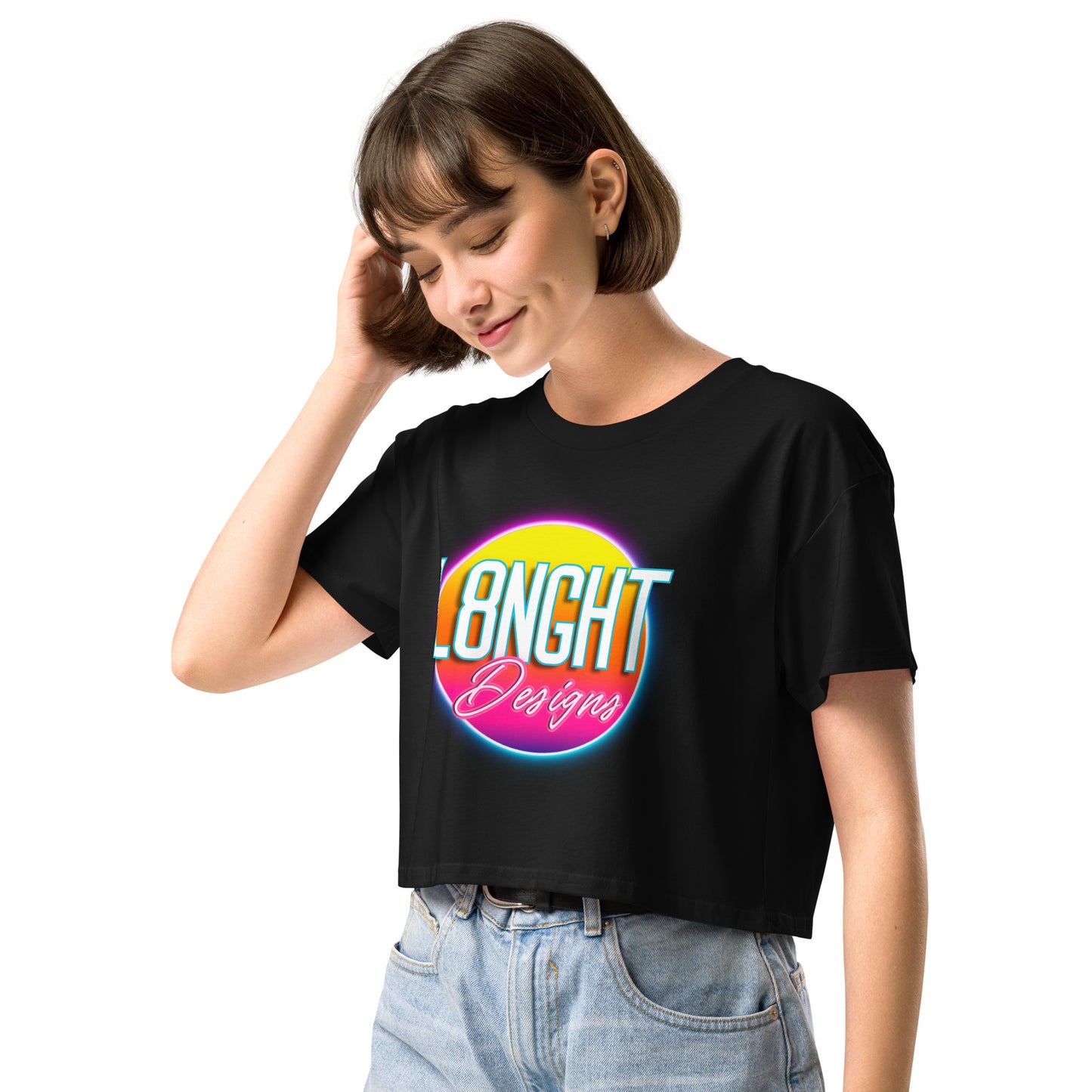 L8NGHT 3D neon logo Women’s crop top