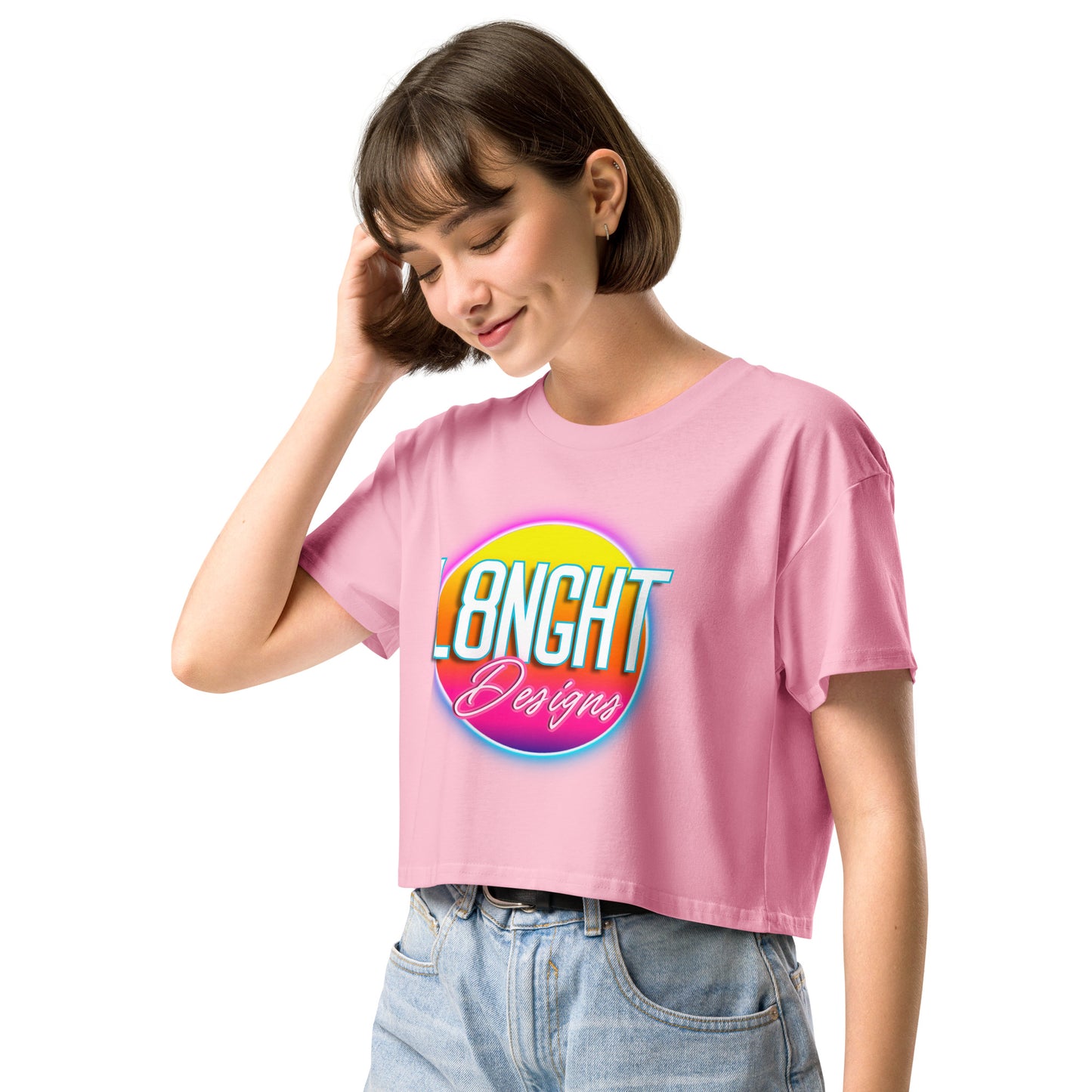 L8NGHT 3D neon logo Women’s crop top