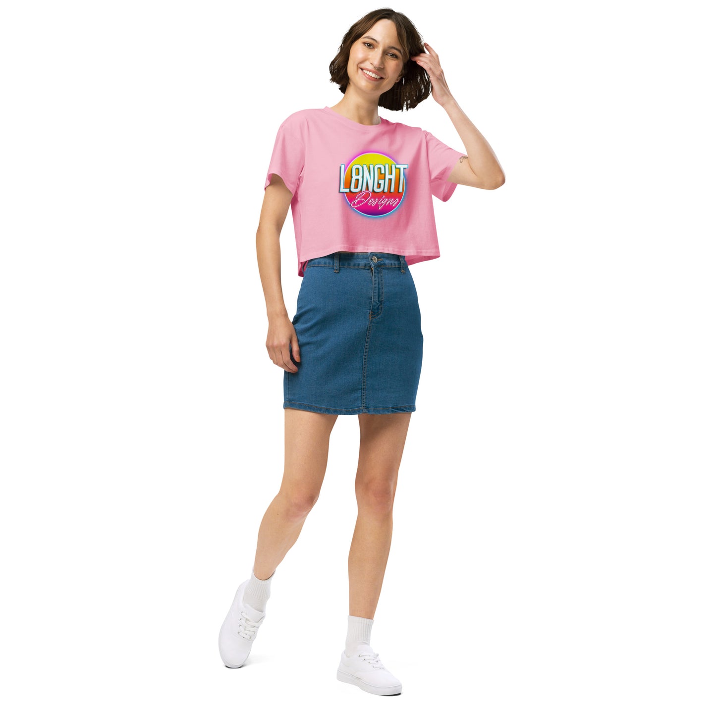 L8NGHT 3D neon logo Women’s crop top