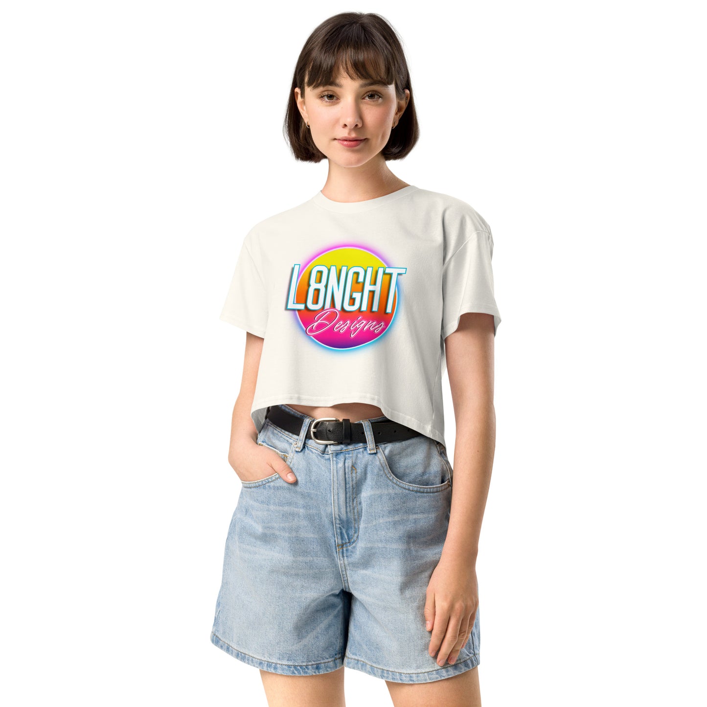 L8NGHT 3D neon logo Women’s crop top