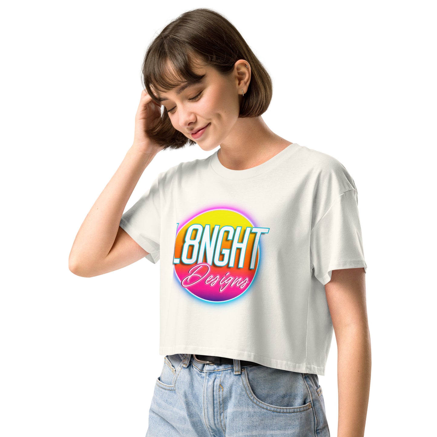 L8NGHT 3D neon logo Women’s crop top
