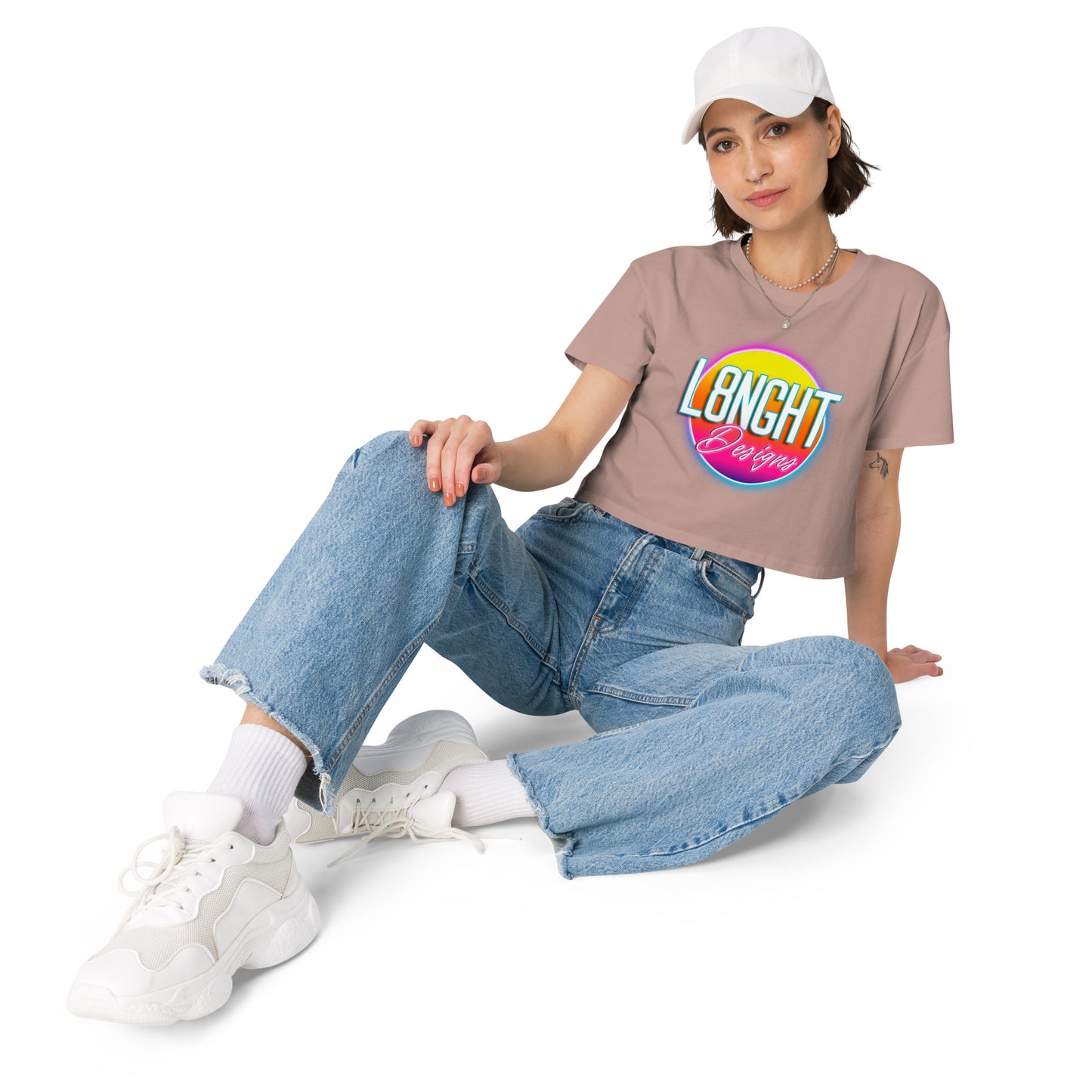 L8NGHT 3D neon logo Women’s crop top