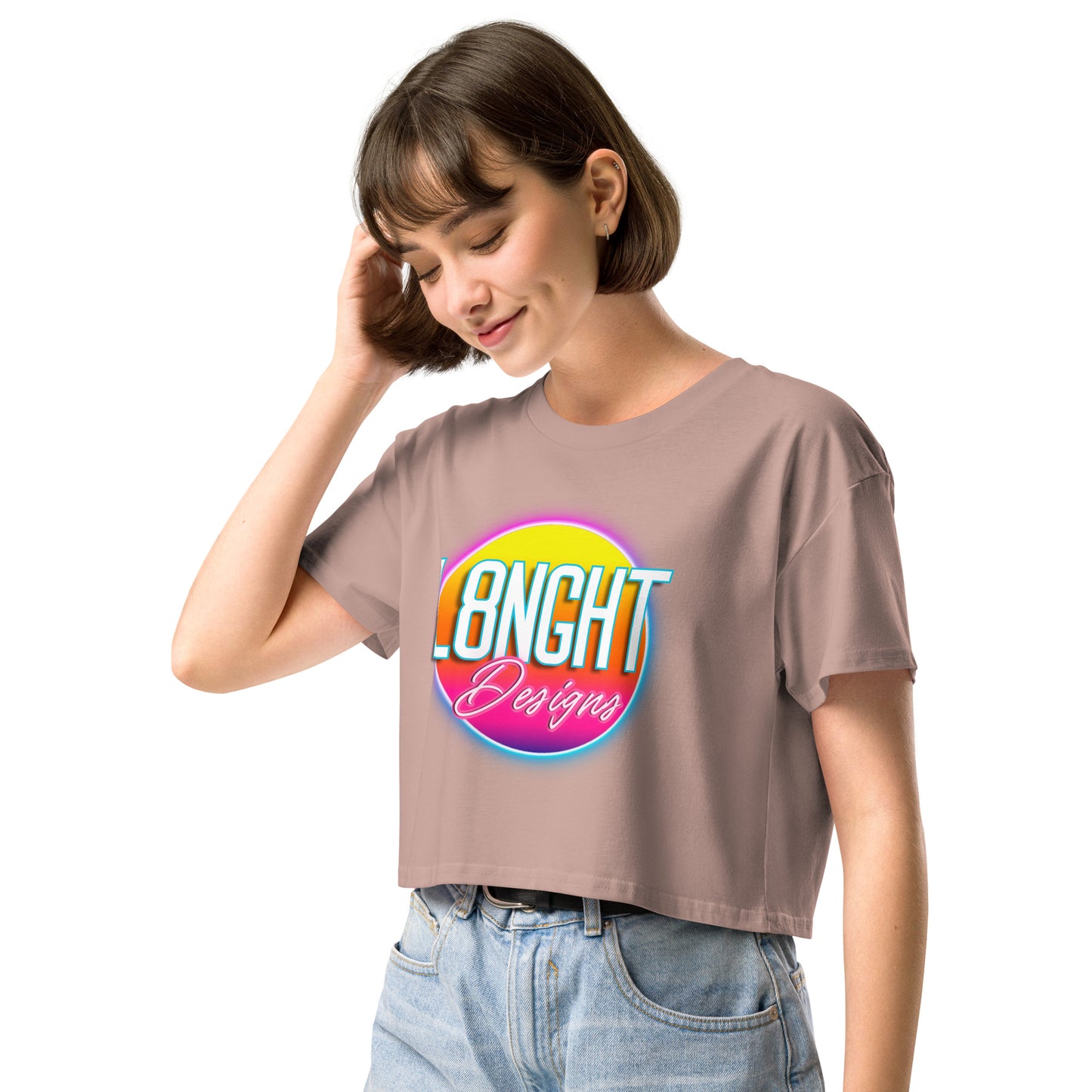 L8NGHT 3D neon logo Women’s crop top
