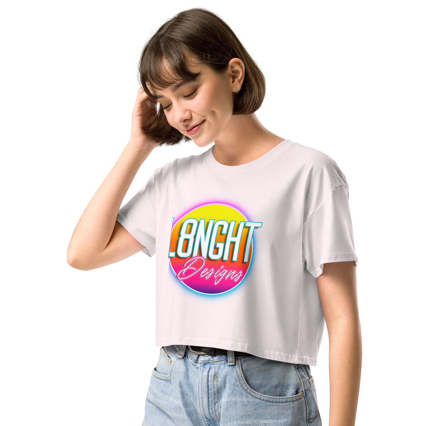 L8NGHT 3D neon logo Women’s crop top
