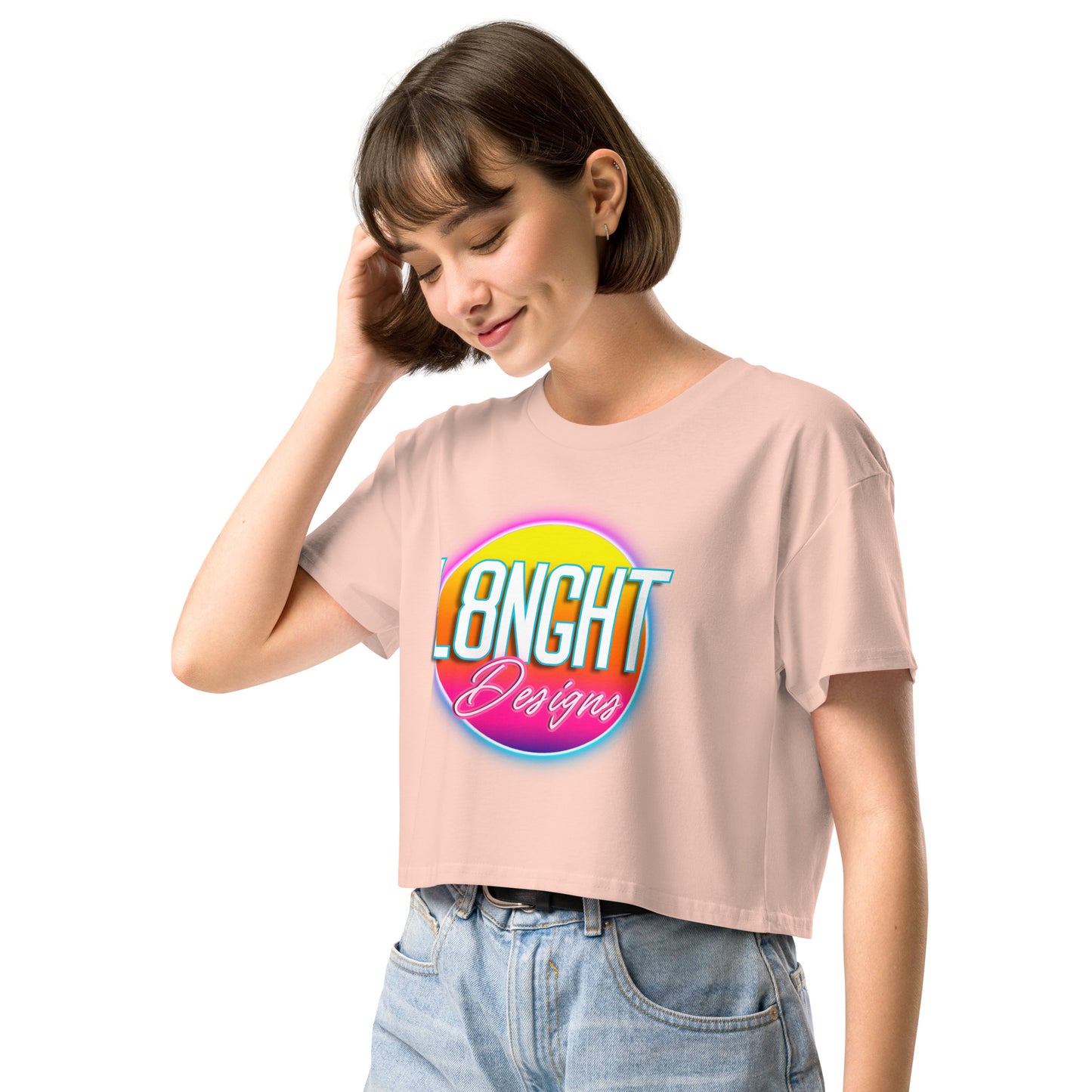 L8NGHT 3D neon logo Women’s crop top