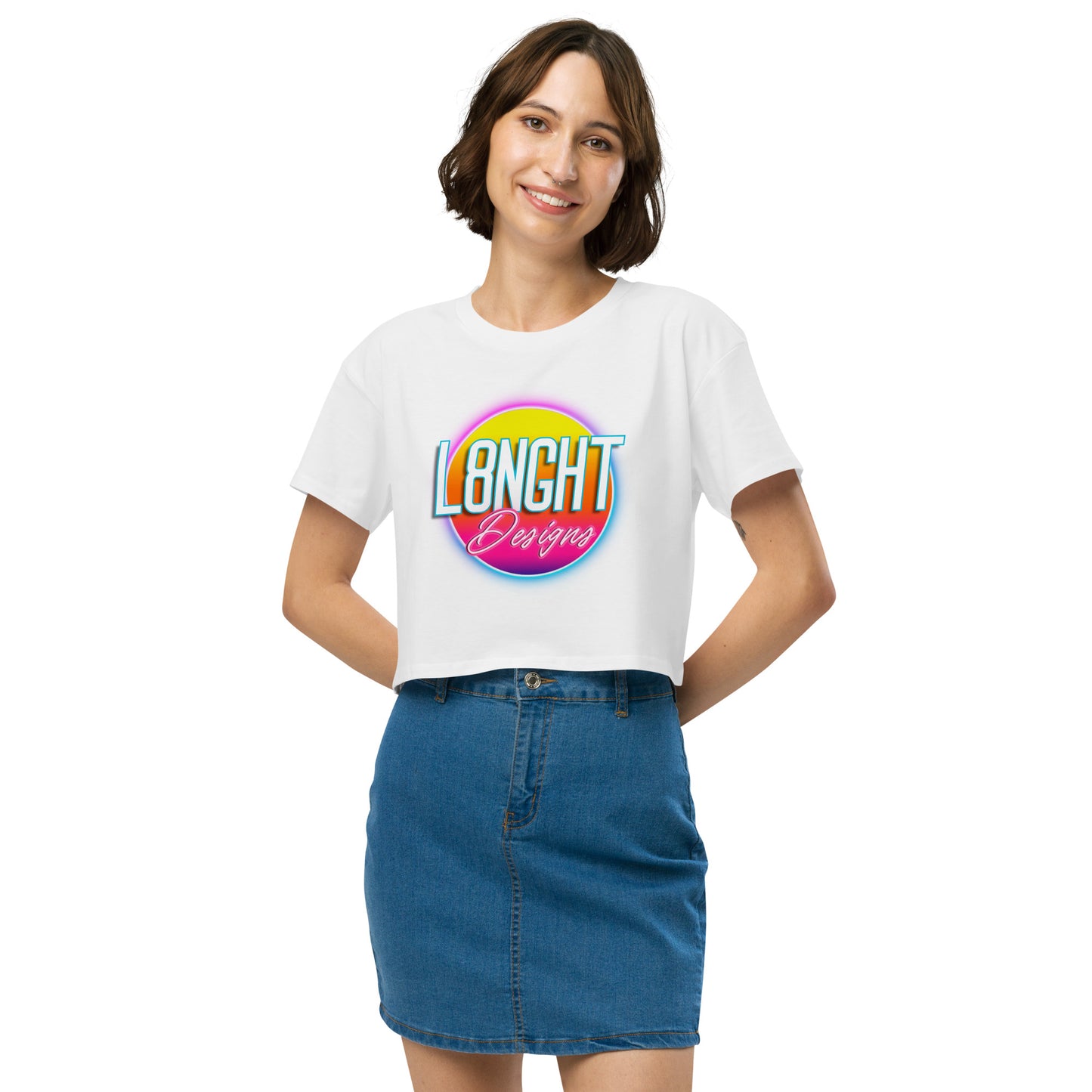 L8NGHT 3D neon logo Women’s crop top