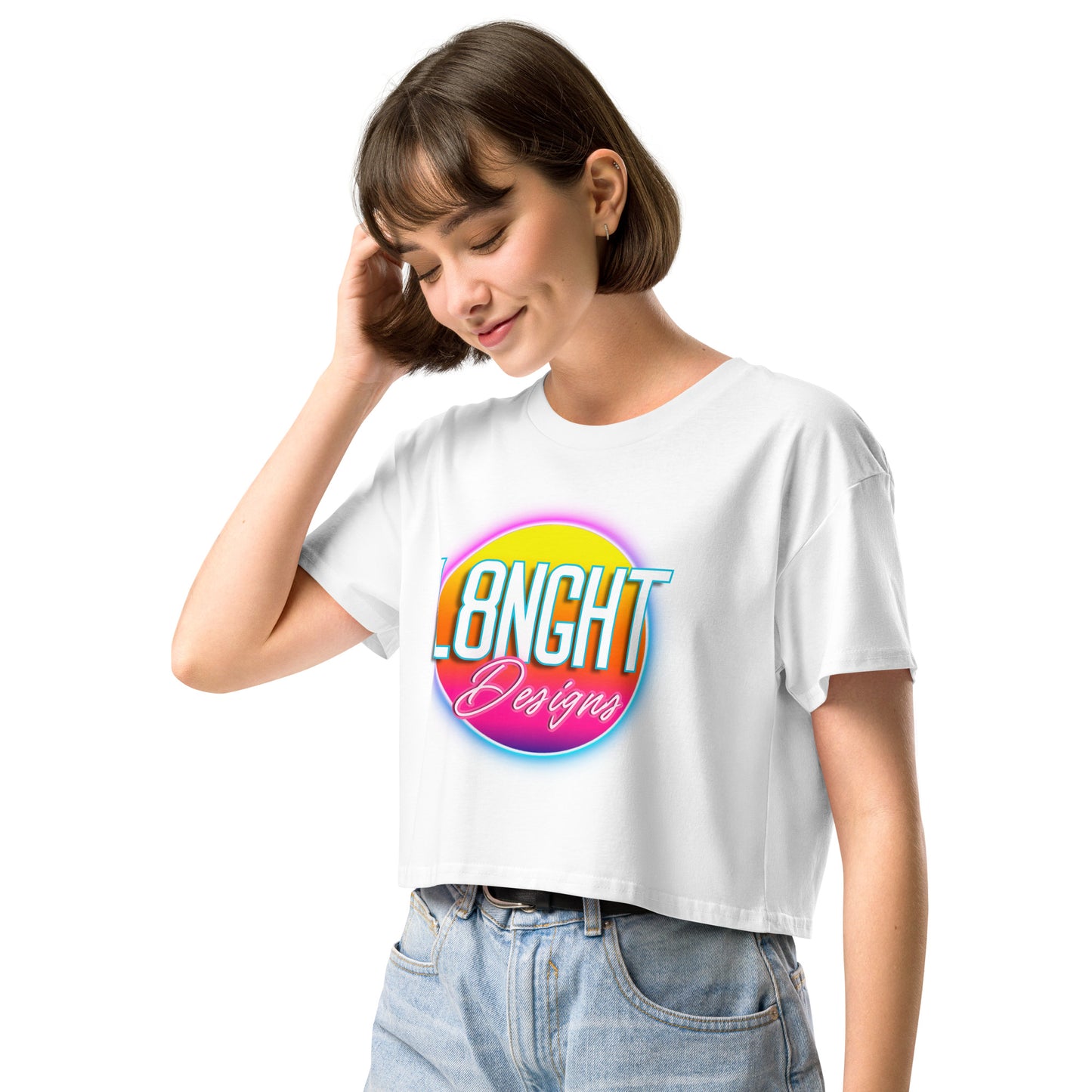 L8NGHT 3D neon logo Women’s crop top