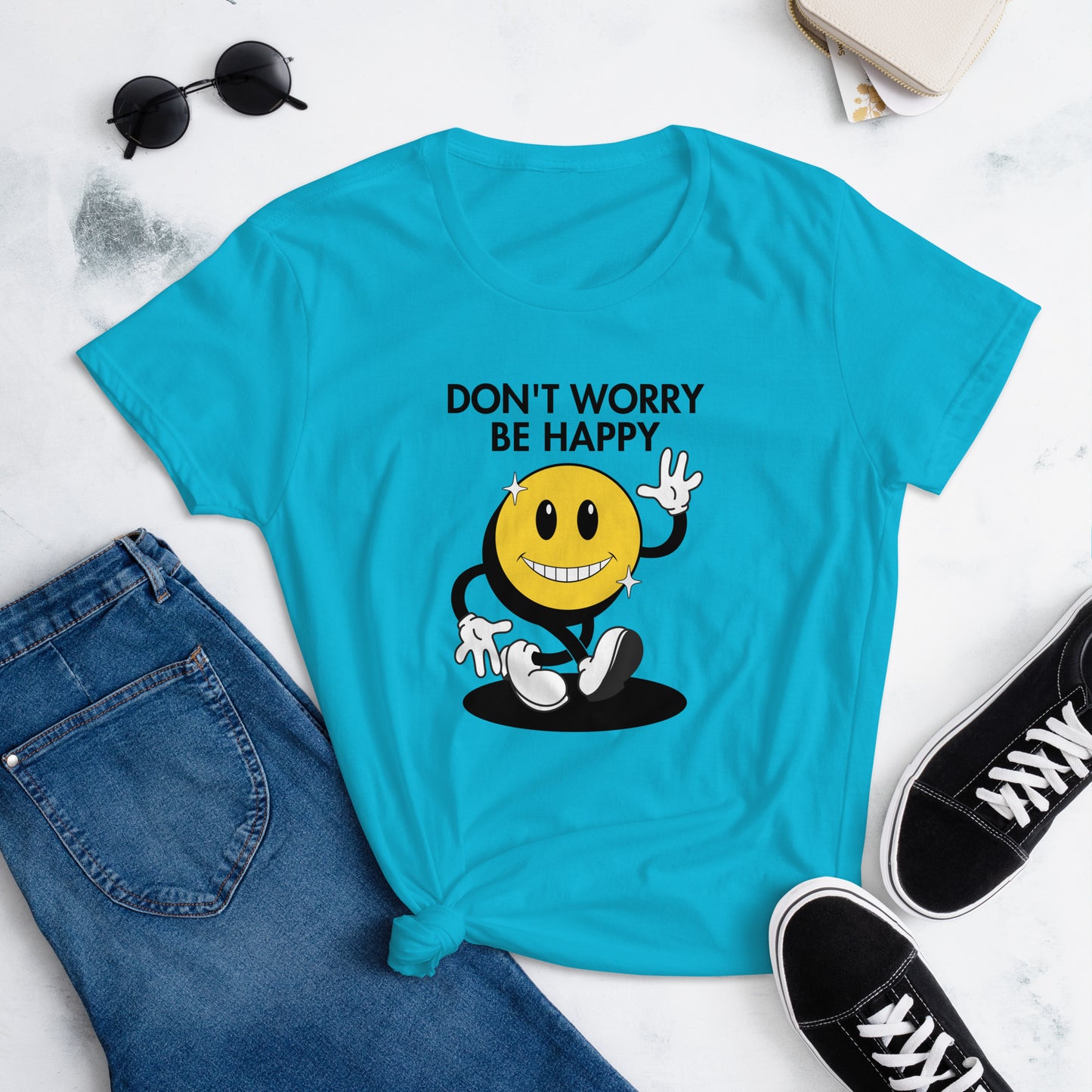 Don't Worry Be Happy Smiley Women's short sleeve t-shirt