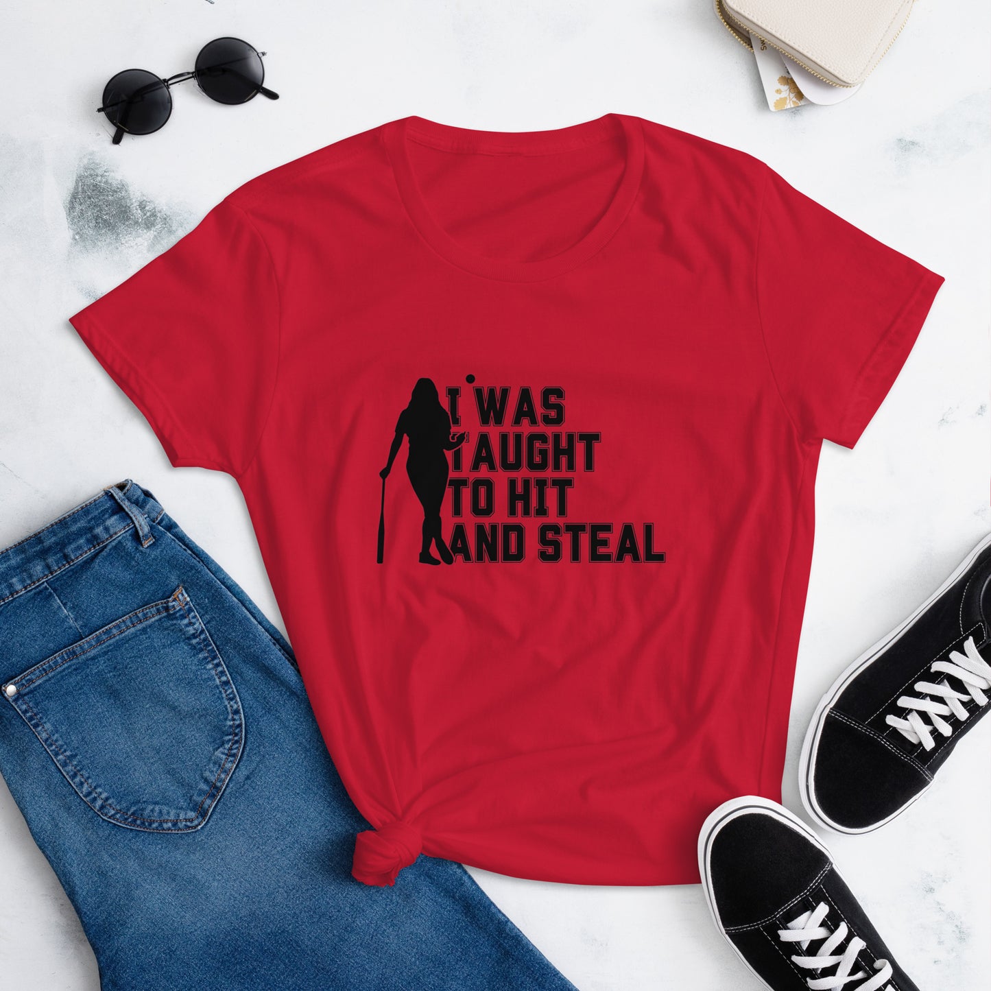 HIT and STEAL Women's softball short sleeve t-shirt