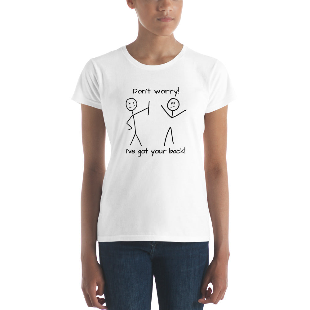 I've got your back! stick figures Women's short sleeve t-shirt
