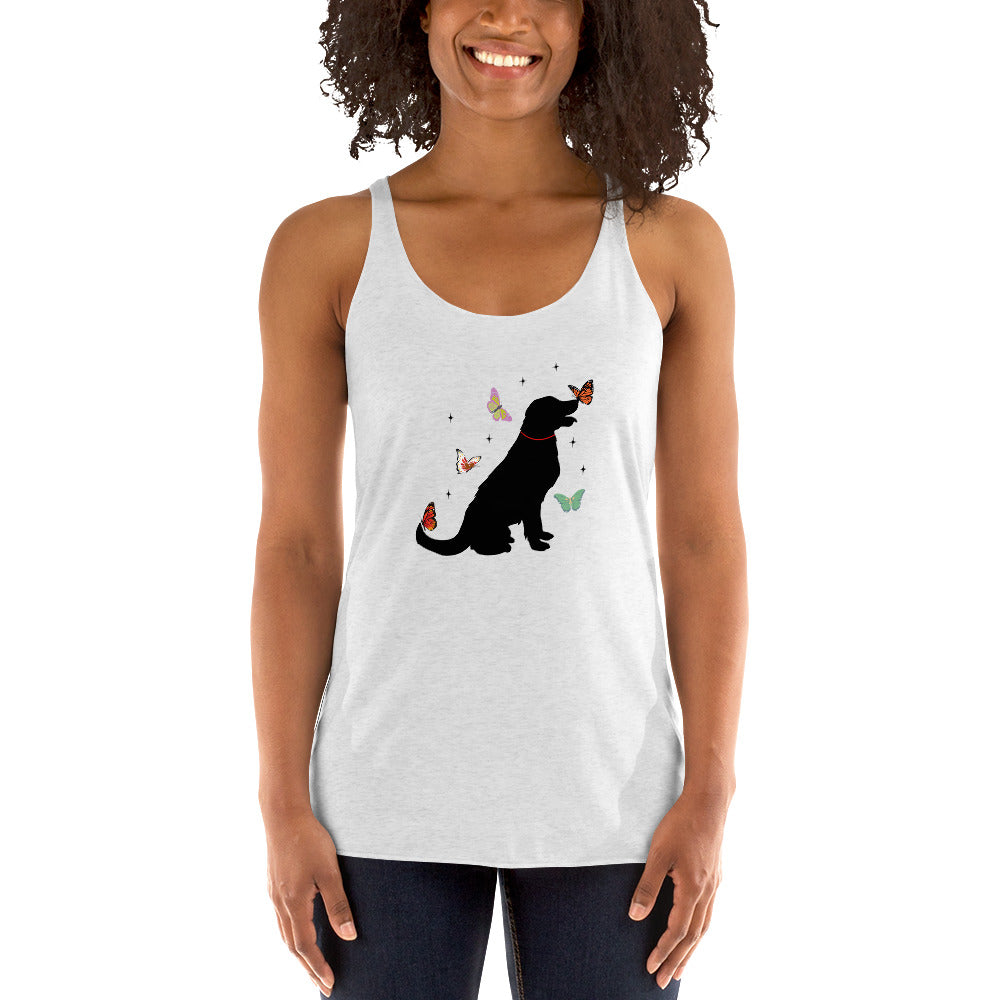 Lovely Labrador Butterflies Women's Racerback Tank