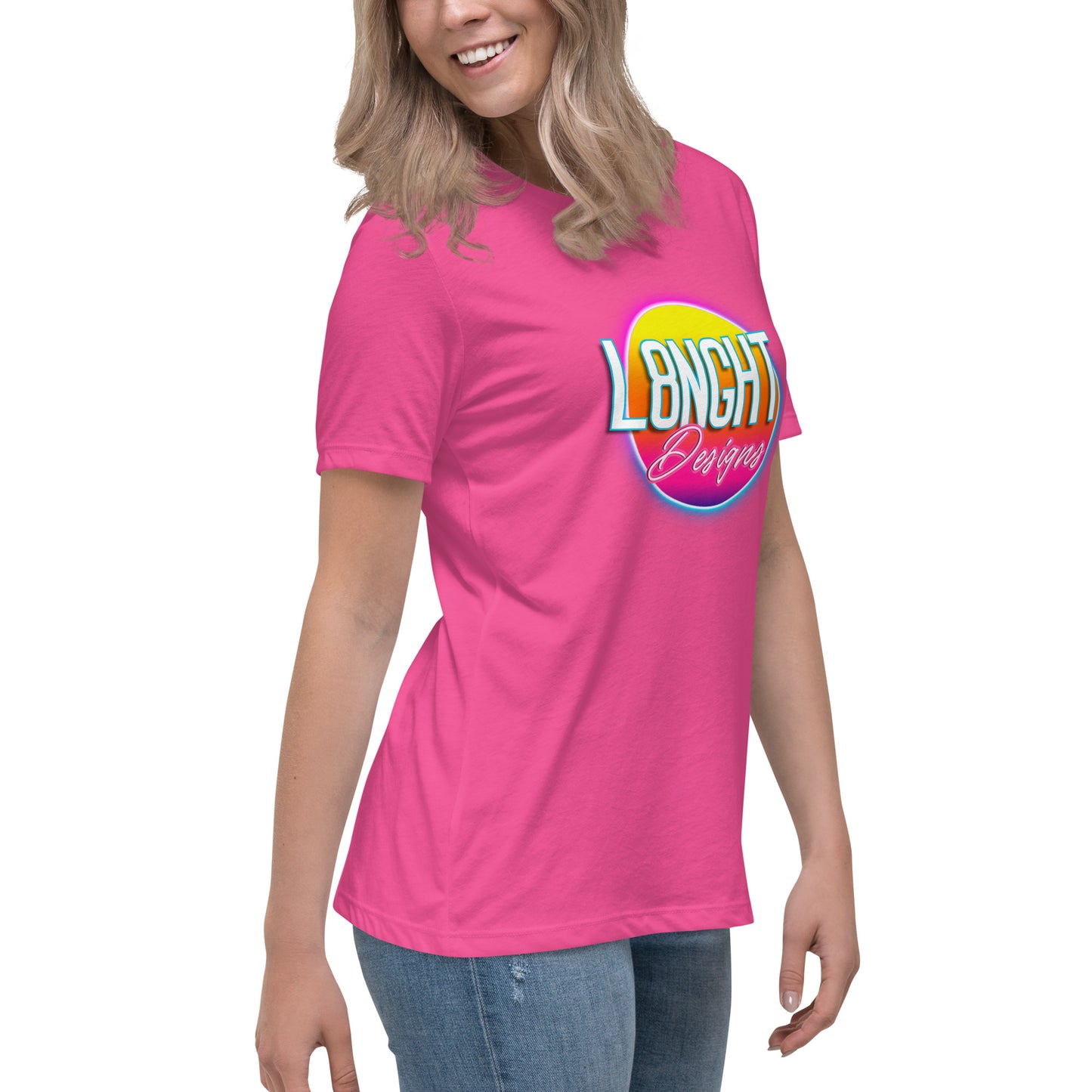 L8NGHT 3D neon logo Women's Relaxed T-Shirt
