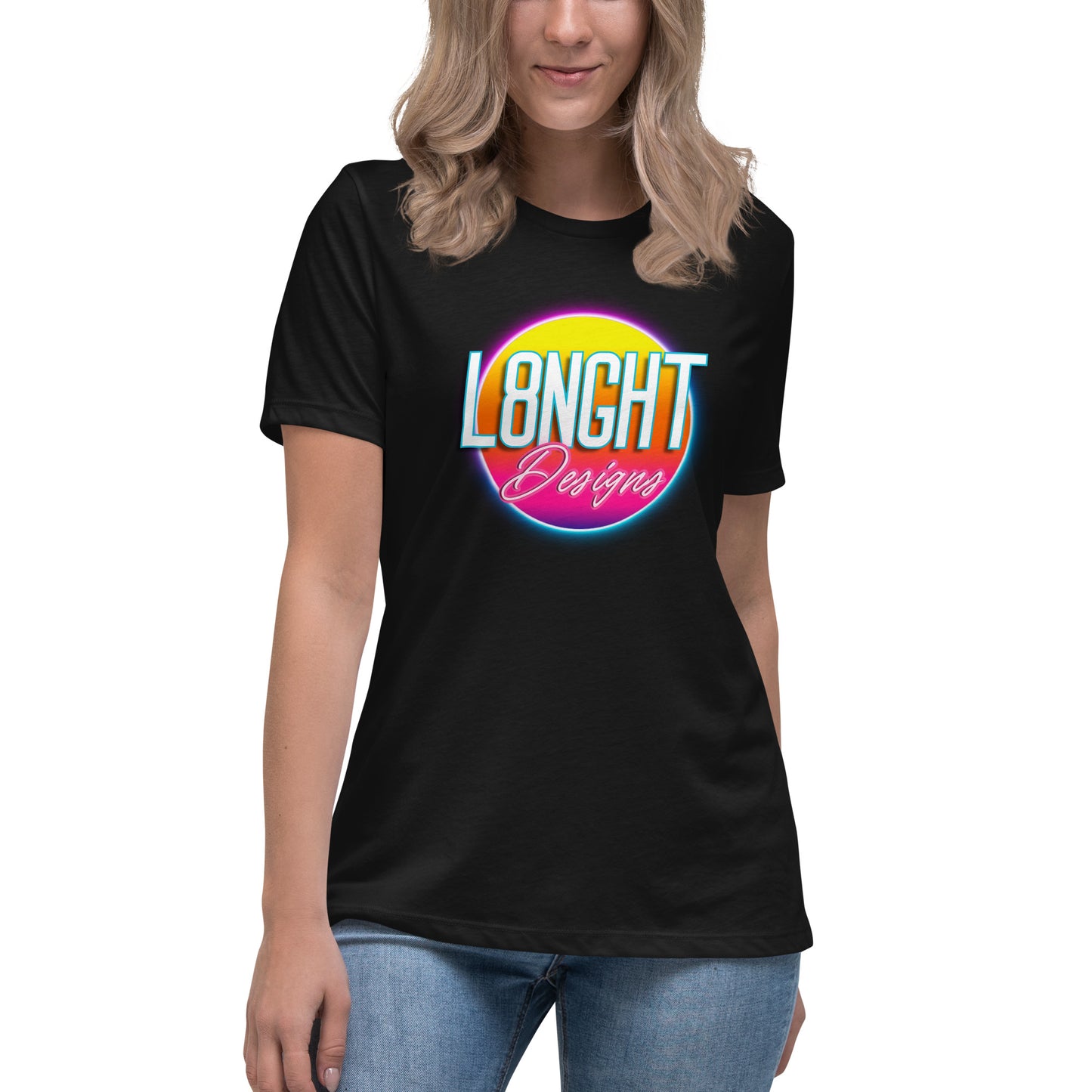 L8NGHT 3D neon logo Women's Relaxed T-Shirt