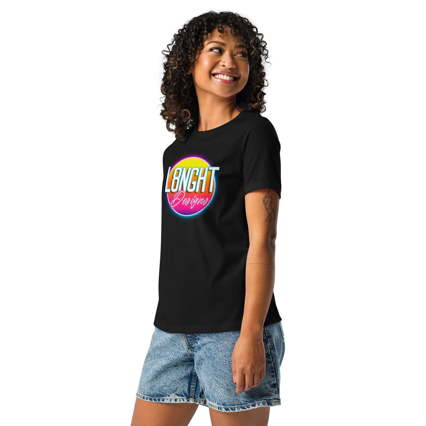 L8NGHT 3D neon logo Women's Relaxed T-Shirt